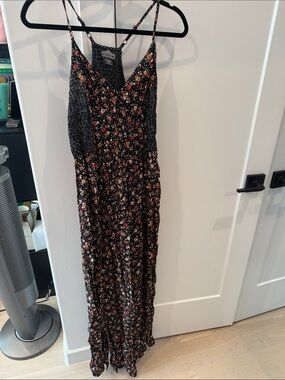 Angie Black Maxi Dress with Red & Cream Floral